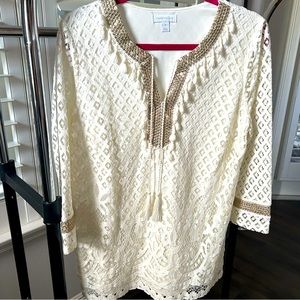 Charter Club Ivory with Gold Accent Tunic